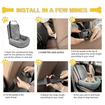 Dog Car Seat for Small Medium Dogs,Detachable Washable Travel Safety Pet Booster Seat, Comfy Ultra Soft and Multifunctional Car Travel Bed,Grey - color: Gray, size: Small