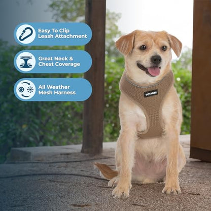 Best Pet Supplies Voyager Aerolite Adjustable No Pull Dog Harness with Reflective Stripes for Walking, Jogging, Heavy-Duty - Beige, Small - color: Beige, size: S