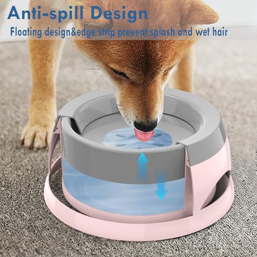 Dog Water Bowl, No Spill Cat Slow Feeder Water Dispenser Portable Vehicle Carried Car Travel Bowls for Small Medium Pets Sloppy Messy Drinkers 25oz, Pink - color: Pink