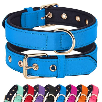 Didog Soft Padded Dog Collar for Large Dogs, Lightweight and Breathable Dog Collar with Metal Buckle, Blue, XL - color: Blue, size: XL: Fit 17-23" Neck