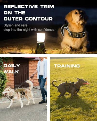 Tactical Dog Harness Medium Sized, Heavy Duty No Pull Dog Harness with Handle, Easy On and Off Service Dog Vest with Molle System, Reflective Pet Vest for Walking Hiking Training - color: Desert Camo, size: M(Neck:17-23",Chest:22-32"),35-50 lbs