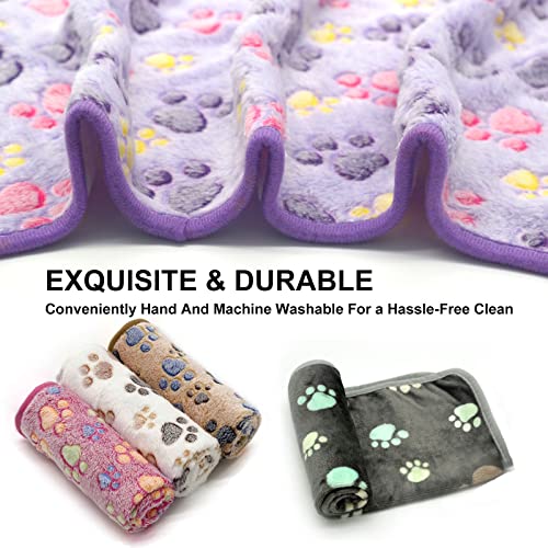 6 Pack Puppy Dog Blankets Super Soft Warm Sleep Mat Paw Print Blanket Fleece Pet Blanket Flannel Throw Dog Blankets for Small Dogs Puppy Cats Pets,Small(23"x15") - color: 6 Pack Paw Series, size: Small(23"x15")