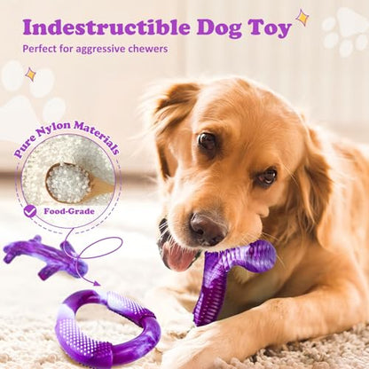 Furdog 3 Pack Dog Toys for Aggressive Chewers Indestructible Dog Toy for Large Dogs Tough Dog Toys to Keep Them Busy, Purple (Purple2) - color: Purple2