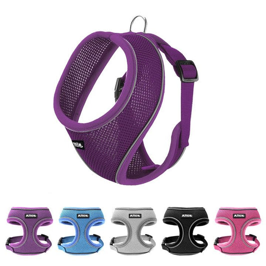 AIITLE Small Dog Harness, Triple-Layer Breathable Mesh, Adjustable Fit & Reflective Design, Choke-Free Over-The-Head Vest for Indoor/Outdoor Use, Perfect for Maltese, Chihuahua (S, Purple) - color: Purple, size: S