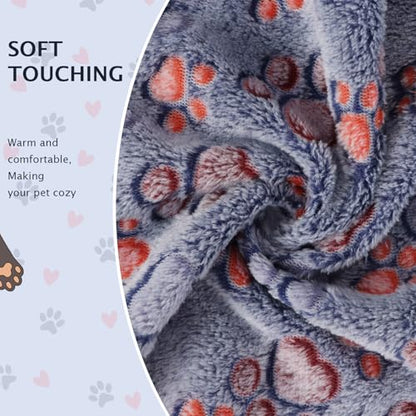 6 Pack Small Dog Blanket, Super Soft Warm Pet Cover Blankets, Paw Print Puppy Fleece Flannel Blanket for Small Medium Dogs and Cats MW003 - color: Blue Paw, size: 6 Pack of 29.9x20.5 Inches