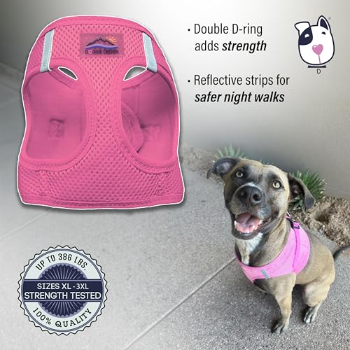 Doggie Design Dog Harness - No Choke Dog Harness, Dog Vest, Mesh Polyester, Pet Harness, Simple Step in and Go Design, Harness for Dog - Candy Pink, XL - color: Candy Pink, size: X-Large