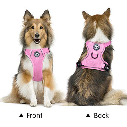 PoyPet Reflective Soft Breathable Mesh Dog Harness No Choke Double Padded Vest Adjustable(Light Pink,XS) - color: Light Pink, size: XS