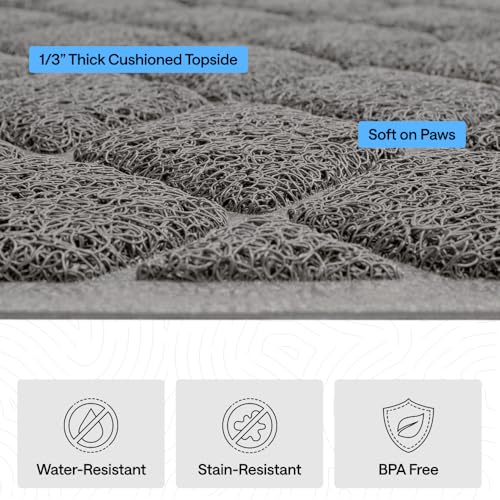 GORILLA GRIP Cat Litter Box Mat, Cushioned Coil Mesh Litter Trapping Mats, Scatter Control Supplies for Less Mess, Phthalate Free, Ultra Deep Catch Grooves, Rinse or Vacuum to Clean, 17x11 Gray - color: Grey, style: X-Small (17" x 11")