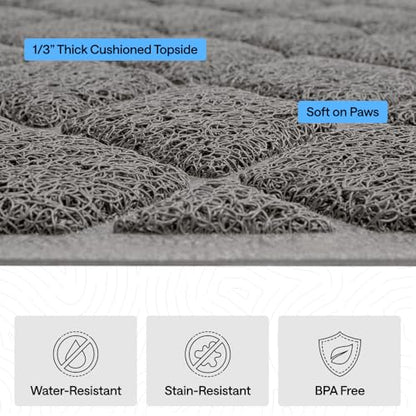 GORILLA GRIP Cat Litter Box Mat, Cushioned Coil Mesh Litter Trapping Mats, Scatter Control Supplies for Less Mess, Phthalate Free, Ultra Deep Catch Grooves, Rinse or Vacuum to Clean, 30x20 Gray - color: Grey, style: Medium (30" x 20")