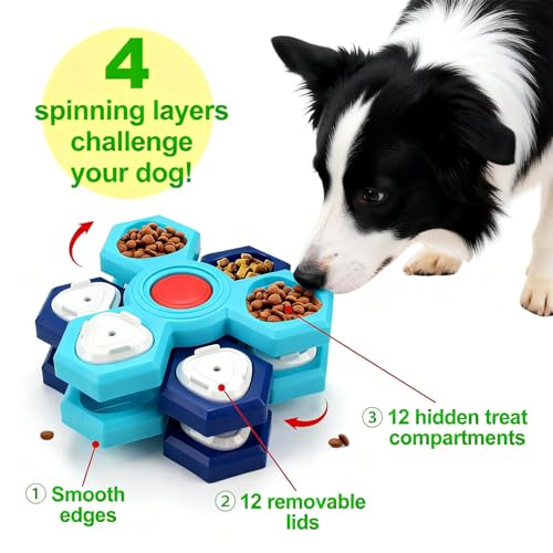 Dog Slow Feeder - Interactive Dog Food Puzzle Toy, Treat Maze Game for Dogs & Cats, Mental Stimulation & Boredom Relief, Adjustable Difficulty Pet Enrichment Toy (Four Layers) - size: four layers