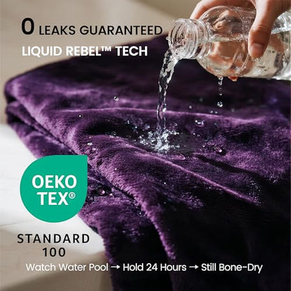 gogobunny Waterproof Bed Blanket, Reversible Sherpa Fleece Throw Blanket for Dog Puppy Cat, Furniture Cover Protects Bed Couch Sofa from Liquid Pee and Pet Fur (Dark Purple, 50x60 inches) - color: Dark Purple, size: 50x60 inches