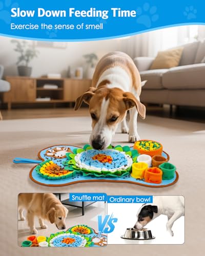 AMIR Snuffle Mat for Dogs, Sniff Mat Slow Feeding, Dog Snuffle Mat Encourages Natural Foraging Skills, Slow Eating, Help Stress Relief and Training