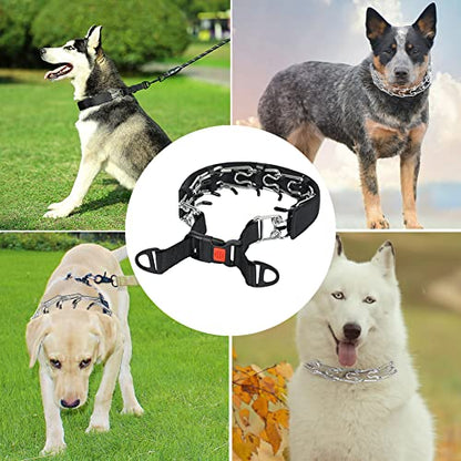 Dog Prong Collar, Adjustable Dog Training Collar with Quick Release Buckle for Small Medium Large Dogs - color: Luxury Black, size: L/3.5mm (Neck: 18"-20" Weight: 70 lbs)