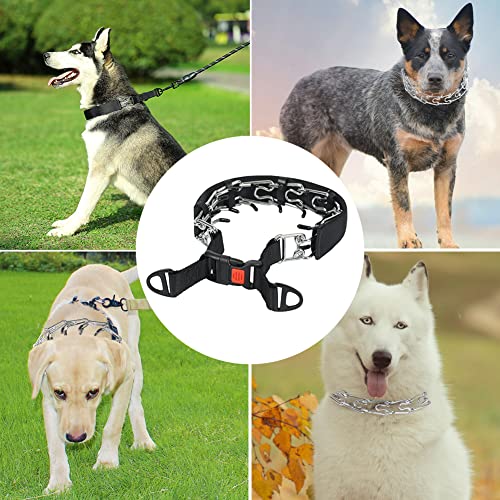 Dog Prong Collar, Adjustable Dog Training Collar with Quick Release Buckle for Small Medium Large Dogs - color: Luxury Black, size: XL/4.0mm (Neck: 20"-23" Weight: 90 lbs)