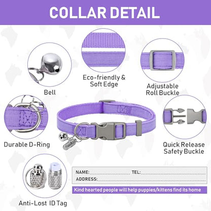 Small Pet Harness Collar and Leash Set, Step in No Chock No Pull Linen Fabric Soft Mesh Dog Vest Harnesses Reflective for Dogs Puppy Cats Kitten Rabbit (Purple, XS) - color: Purple, size: X-Small