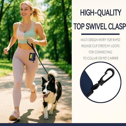 Dog Poop Bag Holder for Leash, 2 Waterproof Zipper Pouches, Dog Treat Pouch for Pet Walking Accessories, with Dispenser, Training Clicker and 1 Free Roll (Blue) - color: Blue