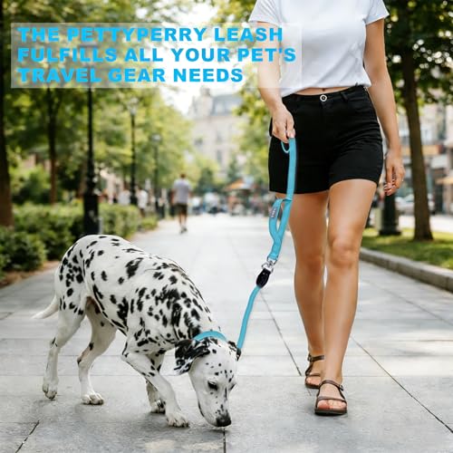 6FT Heavy Duty Dog Leash for Small Medium Large Dogs, Tangle Free Reflective Dog Training Leash with Double Handle, Seat Belt Buckle & Poop Bag Holder (Blue) - color: Blue, size: 6FT