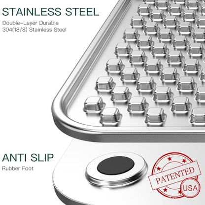 2Pack Dual Wall Stainless Steel Large Lick Mat for Dogs & Cats, Chew-Proof Slow Feeder, Anxiety Reducer, Whisker-Friendly for Cats, Non-Slip Heavy Duty Base, Raw Feeding Pad, Dishwasher Safe - color: Large-2Pack