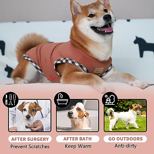 KYEESE 2Pack Dog Shirt Lightweight Sweatshirt Fleece Coats Stretchy Shirt Vest Clothes Pullover Sweater for Small Dogs, Brown+Khaki, Medium - color: 13# 2Pack (Brown+Khaki), size: Medium (7-13lbs)