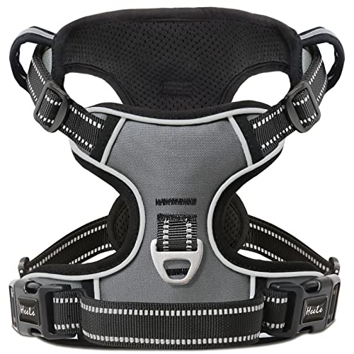 HEELE Dog Harness Harness for Small Dogs No Pull Dog Vest Harness for Small Dog with Soft Padded Handle Reflective for Outdoor Training, Grey, S - color: Grey, size: S