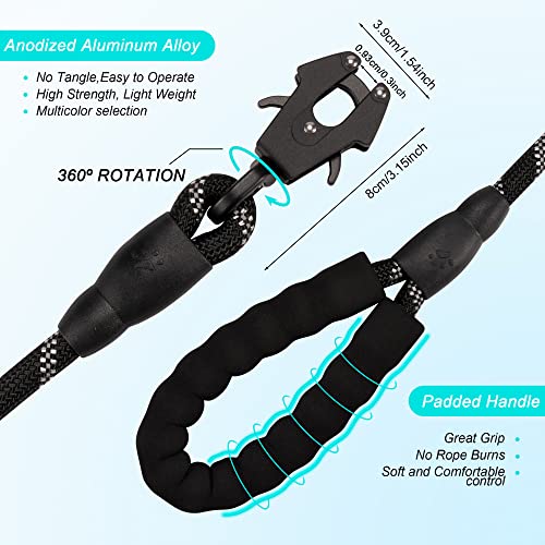 GEIT 2/4/5/6FT Dog Leash, Heavy Duty Rope Leashes, Reflective Nylon Pet Lead with Aluminum Quick Release/Locking Tactical Frog Clip for Small Medium and Large Dogs, Black, 1/2 inch - color: Black, size: 1/2'' x 2 FT (18~120 lbs.)