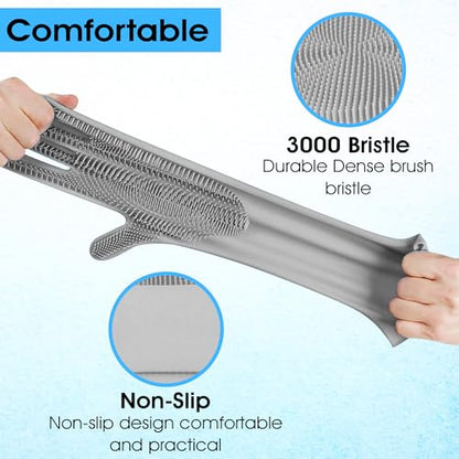 Pet Grooming Gloves - High-Density Silicone Gloves with Enhanced Five Finger Design for Massaging and Bathing Dogs and Cats (Grey) - color: Gray