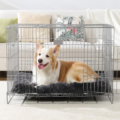 Vonabem Large Dog Bed XL, Washable Dogs Crate Pad 42 Inch, Plush Soft Pet Mats for Sleeping, Anti Slip Kennel Pads 41 * 27 inch Dark Grey - color: Dark Grey, size: 41.0"L x 27.0"W x 2.0"Th