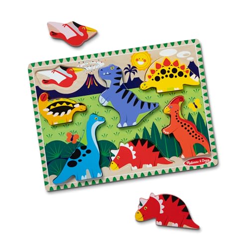 Melissa & Doug Dinosaur Wooden Chunky Puzzle (7 pcs) - FSC Certified - style: Dinosaur