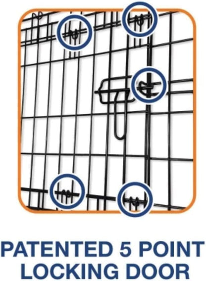 Precision Pet Products Two Door Great Crate Wire Dog Crate, 42 Inch, For Pets 70-90 lbs, With 5-Point Locking System - size: 42.0"L x 28.0"W x 30.0"H