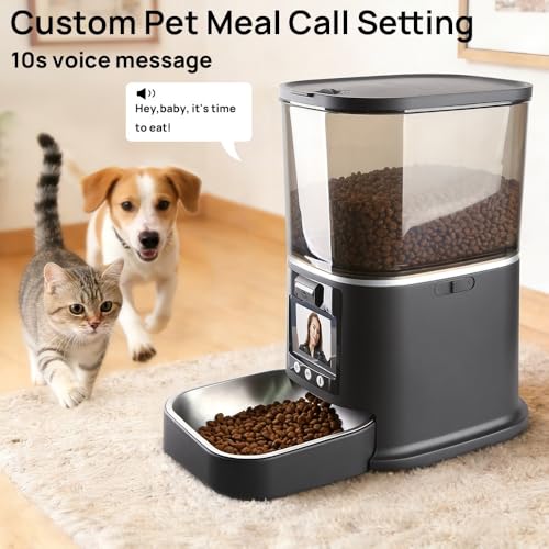 5L Automatic Cat Feeder with Camera, Two-Way Video 3MP HD & Audio, 5G WiFi Automatic Dog Feeder with Night Vision, Cat Food Dispenser with Dog Food Container for Multiple Pets - color: Black