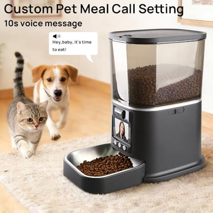 5L Automatic Cat Feeder with Camera, Two-Way Video 3MP HD & Audio, 5G WiFi Automatic Dog Feeder with Night Vision, Cat Food Dispenser with Dog Food Container for Multiple Pets - color: Black
