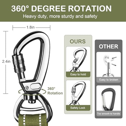 Tactical Dog Leash Heavy Duty, 4-6FT Shock Absorbing Bungee Dog Leash, Reflective Military Strong No Pull Dog Leash with 2 Padded Handle and Car Seatbelt for Medium Large Dogs, Army Green - color: Army Green