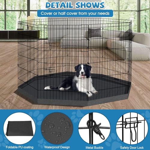 Pet Playpen Dog Pen Foldable Dog Exercise Fence 8 Panels 36 Inch Kennels Pet Playpen Options Ideal for Pet Medium Animals Outdoor Indoor (Playpen with Bottom Pad) - style: 24'' x 36'' with Bottom cover