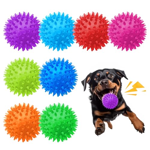 8 Pack 2.5” Squeaky Dog Balls for Small and Medium Dogs, Spiky Balls for Teething Puppies - color: Samll Set of 8