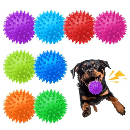 8 Pack 2.5” Squeaky Dog Balls for Small and Medium Dogs, Spiky Balls for Teething Puppies - color: Samll Set of 8