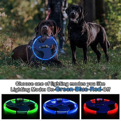 Dog Flying Disc Flyer Dog Toys, Glow in The Dark Nylon Dog Toy with 3 Light Models, Floating Dog Ring Toys for Physical Exercise, Pet Training Throwing Playing - color: Blue-1