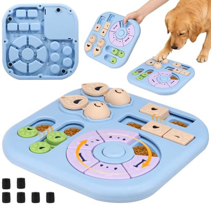 Interactive Dog Puzzle Toys Interactive Treat Dispensing Slow Feeder for Training and Mental Stimulating Dog Enrichment Toys, Dogs Puzzles for Smart Dogs Puppy Cats Pet(Blue) - color: blue