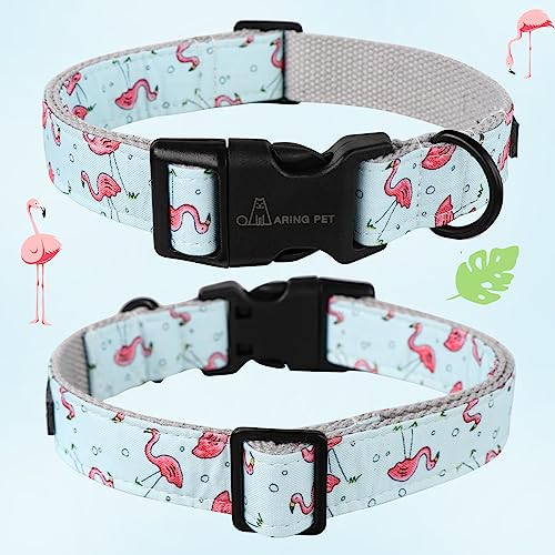 ARING PET Summer Dog Collar, Cute Flamingo Adjustable Lightweight Cotton Pet Collars for Small Medium Large Boy and Girl Dogs, X-Small - color: Flamingo, size: X-Small