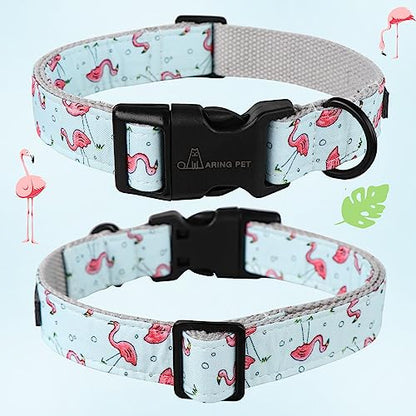 ARING PET Summer Dog Collar, Cute Flamingo Adjustable Lightweight Cotton Pet Collars for Small Medium Large Boy and Girl Dogs, X-Small - color: Flamingo, size: X-Small