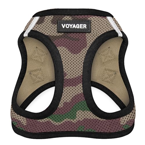 Best Pet Supplies Voyager Step-in Air Harness - All Weather Mesh, Reflective, No Pull Harness for Dogs, Cats - Secure with Hook & Loop Fastener, Buckle, Double D-Rings - Army/Black Trim, S