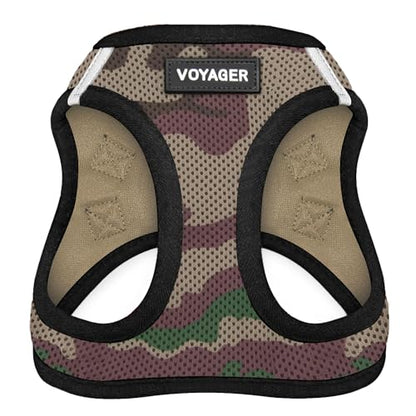 Best Pet Supplies Voyager Step-in Air Harness - All Weather Mesh, Reflective, No Pull Harness for Dogs, Cats - Secure with Hook & Loop Fastener, Buckle, Double D-Rings - Army/Black Trim, S