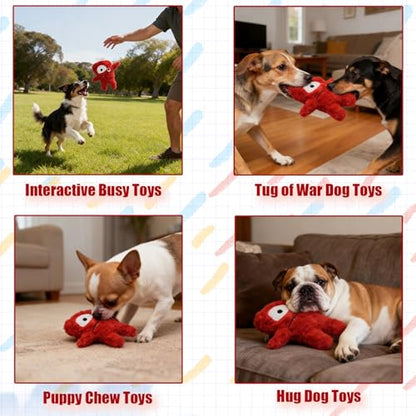 Squeaky Dog Toy, Plush Stuffed Dog Toy Keep Them Busy Tug of War Dog Chew Toy for Small Medium Large Dogs (Red) - color: Red