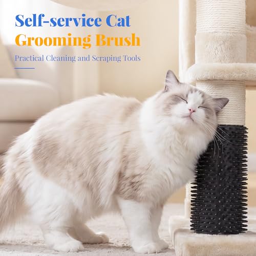Hey-brother Cat Tree, 74 inches Multi-Level XL Large Cat Tower for Indoor Cats with Three Cat Condos, Two Large Top Decks and Cat Hairbrushfor Kittens, Cats and Pets, Beige MPJ035-MM - color: Beige