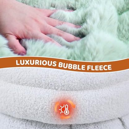 4 in 1 Self Warming Burrow Cat Bed, Pet Hideway Sleeping Cuddle Cave (Style2- Green) - color: Style- Green