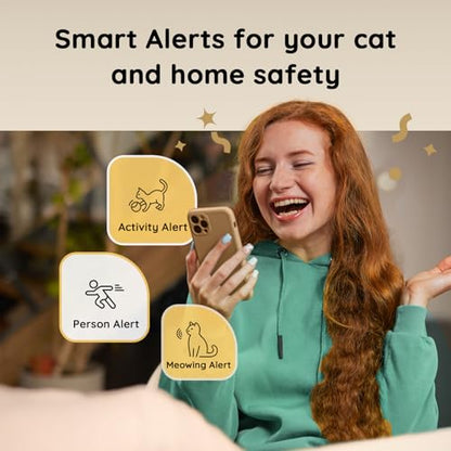 TKENPRO 2K Pet Camera Treat Dispenser, AI Photo Album, Dog Camera with 360° Auto Tracking & 5G/2.4G WiFi, 2-Way Talk, Remote Treat Tossing, Motion Alerts for Cats Indoor - color: Black
