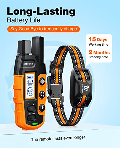 Bousnic Dog Shock Collar - 3300Ft Dog Training Collar with Remote for 5-120lbs Small Medium Large Dogs Rechargeable Waterproof e Collar with Beep (1-8), Vibration(1-16), Safe Shock(1-99) (Orange) - color: Orange