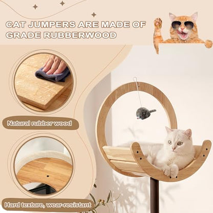 Cat Tree, 66In Cat Tower with Scratching Post, Tall Multi-Level Cat Houses for Indoor Cats Large Adult, Cute Cat Post Cat Condos with Dangling Ball,Plush Platform, Hammock, Big Cats Climbing Tower - color: C