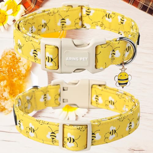 ARING PET Bees Dog Collar, Cute Spring Summer Yellow Bee Pet Collars for Puppy Small Medium Large Boy Girl Dogs-XS - color: Bees-Yellow, size: X-Small
