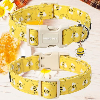 ARING PET Bees Dog Collar, Cute Spring Summer Yellow Bee Pet Collars for Puppy Small Medium Large Boy Girl Dogs-XS - color: Bees-Yellow, size: X-Small