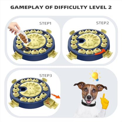 Dog Puzzle Toy, Large Size, 3 Levels of Step-by-Step Challenge 4 Ways to Play Beginner to Advanced Slow Feeder & Mental Stimulation for Smart Dogs Enrichment Toys - color: Yellow-Blue